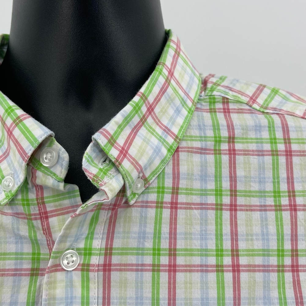 Southern Proper Henning Shirt‎ White Salmon Green Plaid Button Down L/S Mens  L - Picture 8 of 10